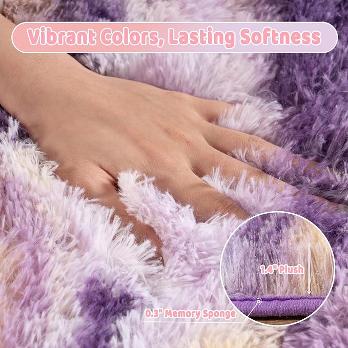 Shag Rugs for Living Room 9x12, Ultra Soft Abstract Purple Big Fuzzy Rugs for - Image 5