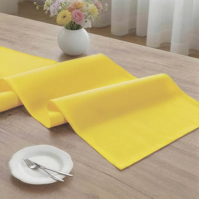 MEANMOY Yellow Table Runner 108 Inches Long Waterproof Table Runners | Washable - Image 3