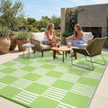 Garvee Waterproof Outdoor Rug 8x10, Checkered Foldable Plastic Straw Patio by Garvee