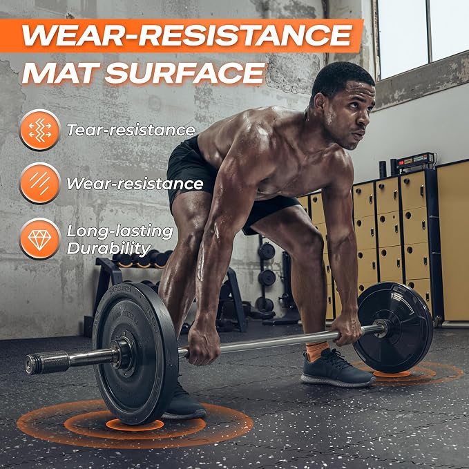 SUPERJARE 0.56'' Thick 24 Pcs 96 Sq Ft Rubber Top Exercise Equipment Mats - Image 6