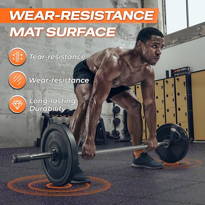 SUPERJARE 0.56'' Thick 12 Pcs 48 Sq Ft Rubber Top Exercise Equipment Mats - Image 6