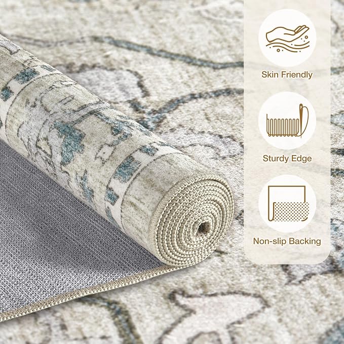 cotiled 3x5 Area Rug Machine Washable Vintage Carpet - Image 2