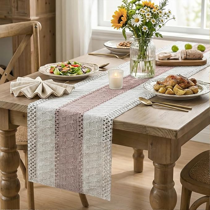 Artoid Mode Pink Farmhouse Rustic Table Runner 12x108 Inch | Seasonal Holiday - Image 5