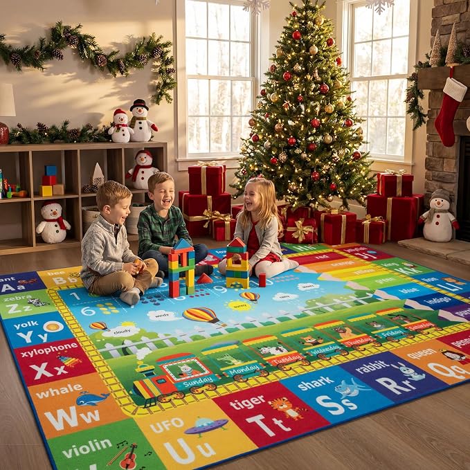 Unirea 4x6 Kids Rug for Playroom Bedroom Living Room, Washable Educational Play - Image 6