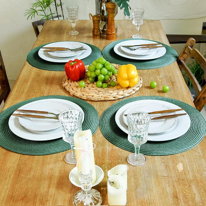 FunWheat Round Braided Placemats Set of 8 Table Mats - Image 6