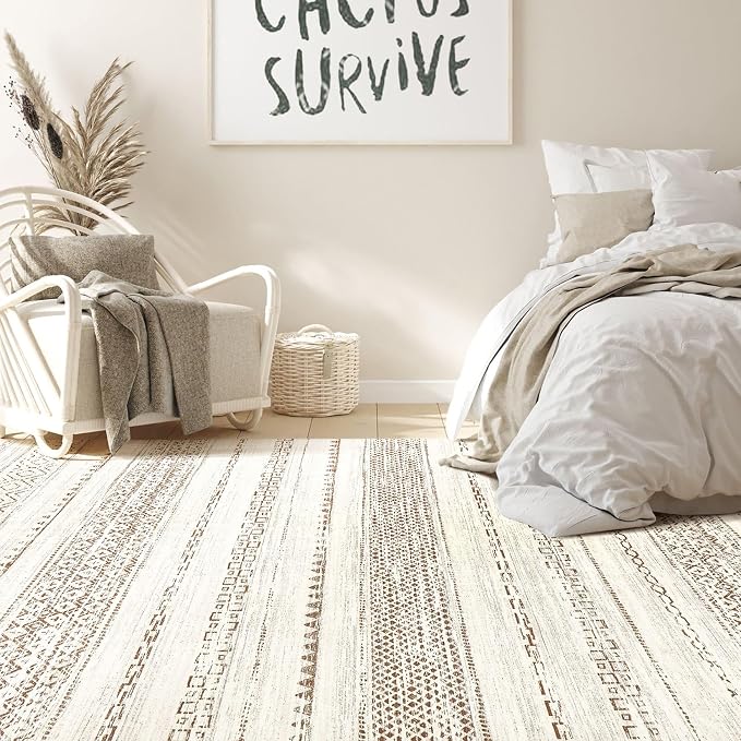 Nakagishi 10x14 Area Rugs Living Room: Washable Boho Large Neutral Modern Soft - Image 6