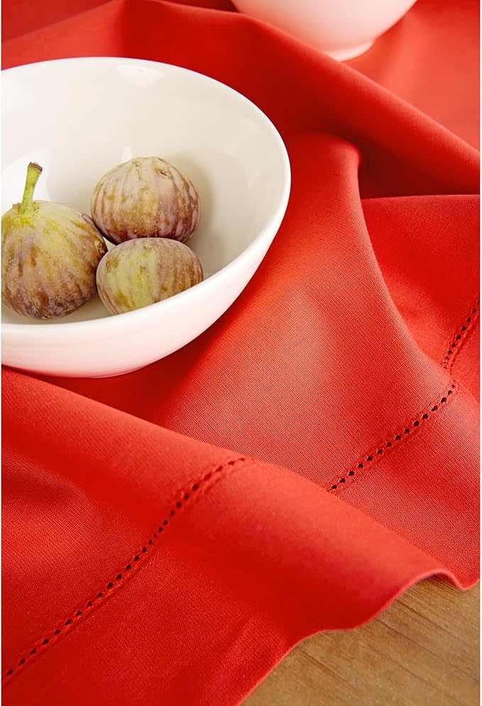 Solino Home Cotton Linen Dining Table Runner Poppy Red Woven, 14 x 72 in | - Image 6