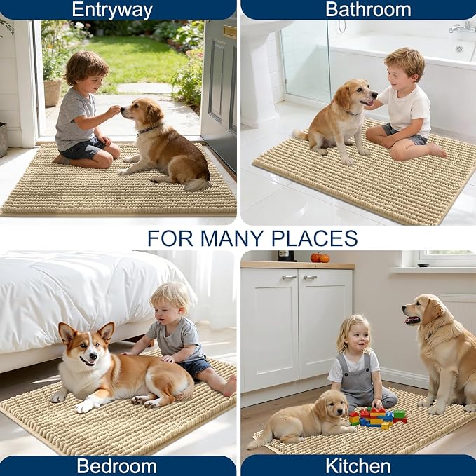 OLANLY Dog Door Mat for Muddy Paws 40x32, Ultra Absorbent Chenille Mud Doormat - Image 8