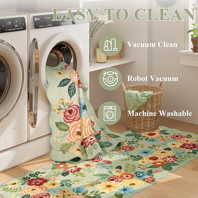 DUKINO 3x10 Washable Runner Rug, Non Slip Floral Ultra Soft Runner - Image 7