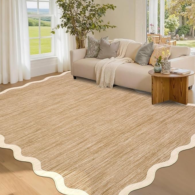 GarveeHome Scalloped Washable Area Rug 4x6 Small Entryway Rug Non Slip Modern by GarveeHome