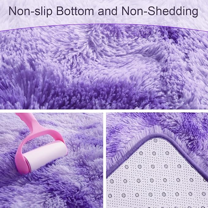 AROGAN Soft Rainbow Area Rugs for Girls Room 4x6 Feet, Fluffy Girls Bedroom Rugs - Image 3