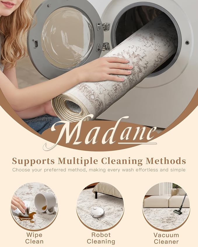 Madane 2x3 Washable Rugs for Entryway, Low Pile Non-Slip Small Area Rug Kitchen - Image 7