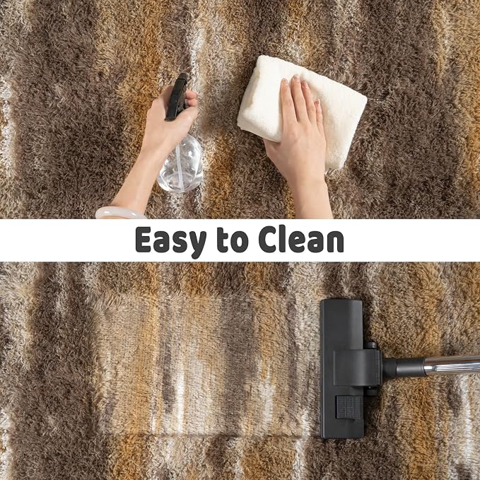 Shag Rugs for Living Room 5x7, Ultra Soft Abstract Brown Big Fuzzy Rugs for - Image 7