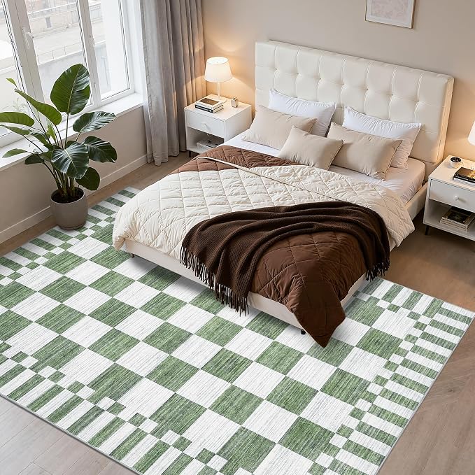 GarveeHome Sage Green Checkered Rug 5×7 Area Rugs - Image 9