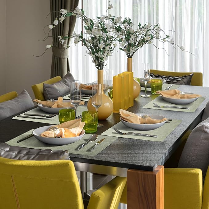Maxpearl Faux Leather Placemats Set of 8, Light Green | Waterproof - Image 9