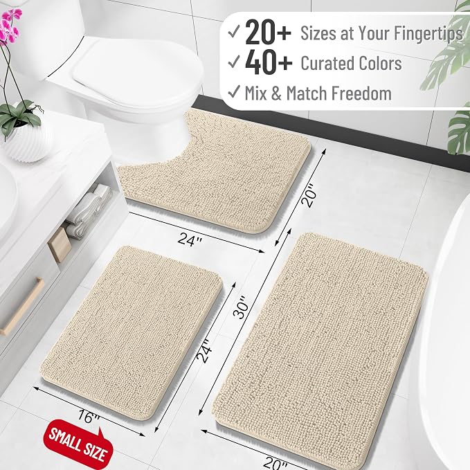 OLANLY Bathroom Runner Rugs 47x17, Extra Soft Absorbent Chenille Bath Rugs - Image 2