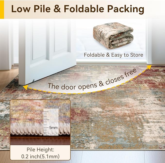 RELEANY Washable Area Rugs Square 10ft Non-Slip Modern Abstract Soft - Image 4