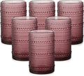 ZMOWIPDL Drinking Glasses Set of 6, 15 oz Purple Hobnail Glass Cups | Vintage by ZMOWIPDL
