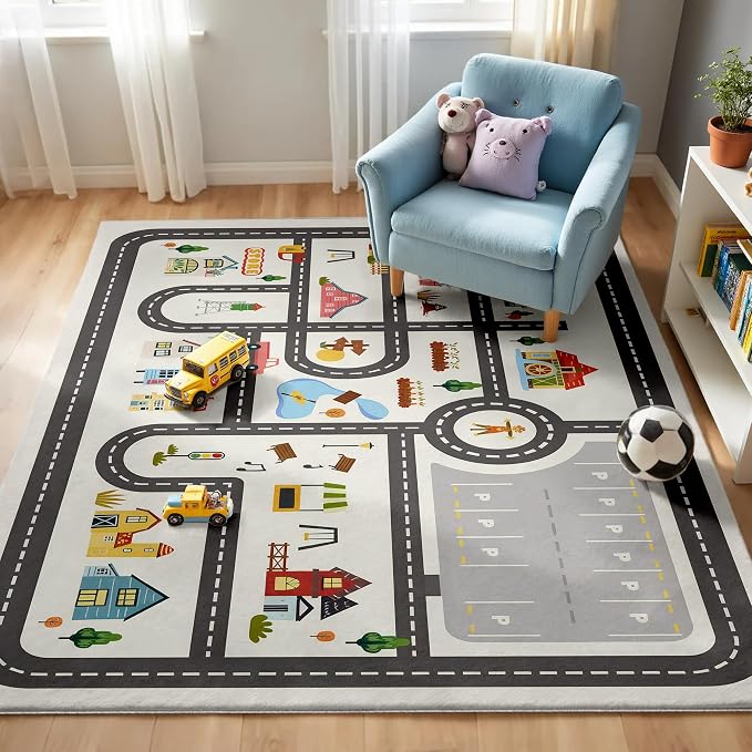 3x5ft Kids Town Road Play Rug by Nayoroom