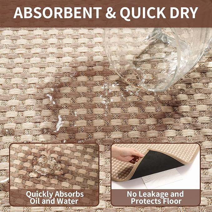 YDKGL Kitchen Rugs Non Slip Washable, Rubber Backing Soft Chenille Braided - Image 5