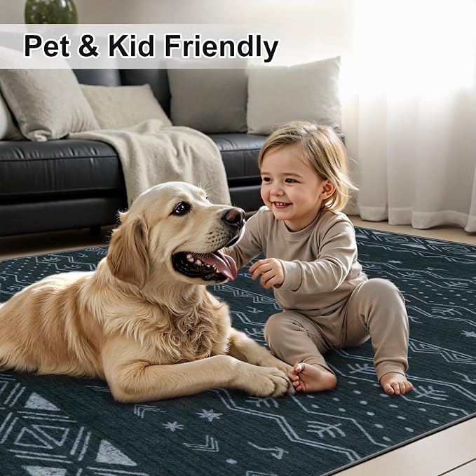 SERISSA 3x5 Area Rugs for Living Room, Washable Non-Slip Grey Small Boho Rug - Image 6