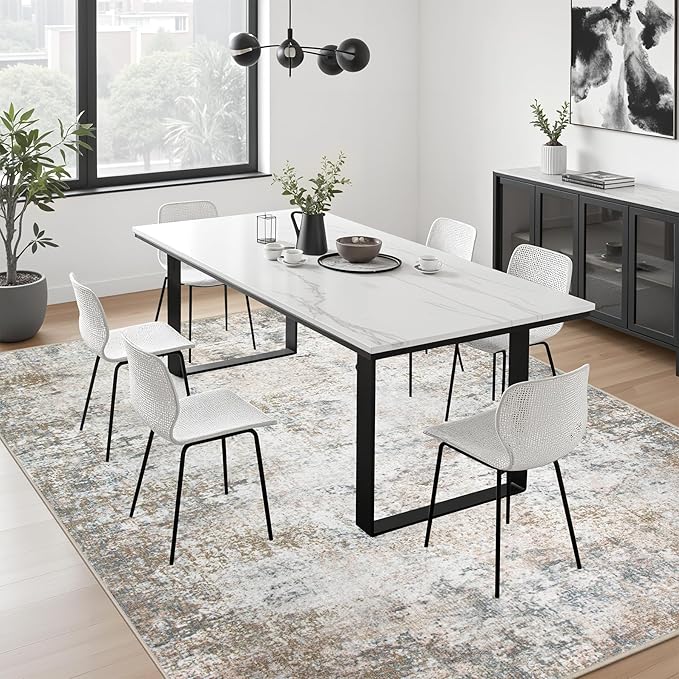 4x4 Area Rug Living Room Rug: Washable Modern Abstract Soft Thin Rug Indoor - Image 4