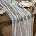 Artoid Mode 3Pcs White Silver Gauze Table Runner 120 Inch 10FT, Glitter by ArtoidMode