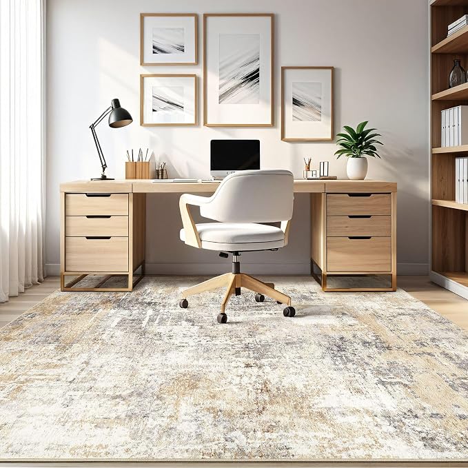 Square Rug 8x8 Living Room: Large Washable Abstract Modern Soft Area Rug Stain - Image 7