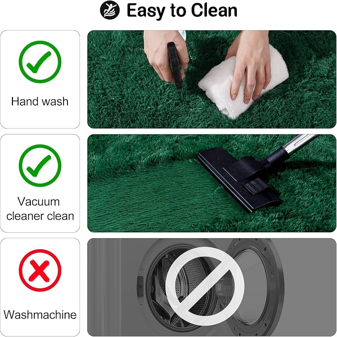 qulint Green Area Rug for Living Room, 6x9 Area Rug Shag Shaggy Fluffy Rug for - Image 4