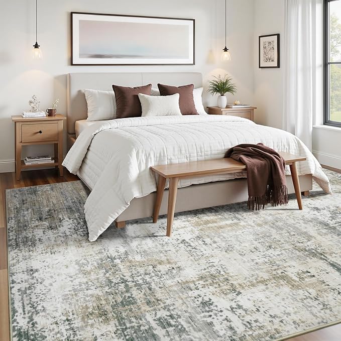 8x10 Area Rugs for Living Room, Abstract Neutral Large Washable Rug, Modern - Image 6