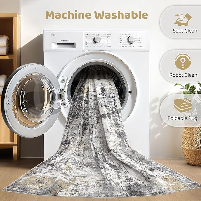 10x14 Area Rugs Living Room: Washable Large Abstract Soft Stain Resistant - Image 2