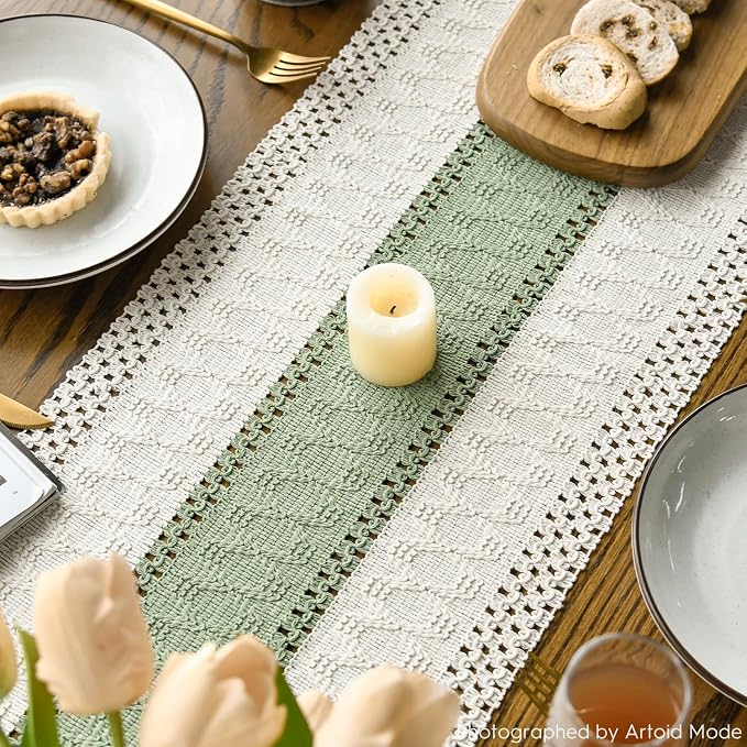 Artoid Mode Light Green Farmhouse Rustic Table Runner 12x90 Inch | Seasonal - Image 4
