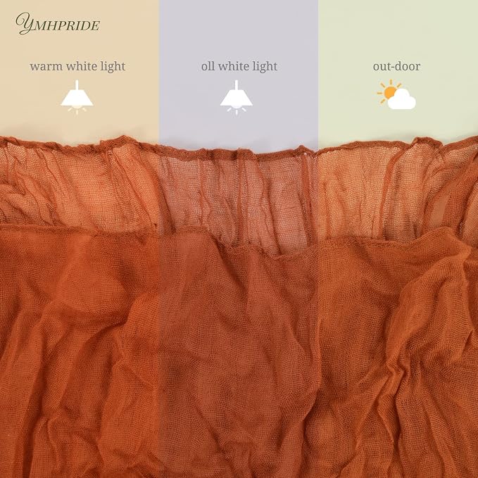 YMHPRIDE 12 Pack Cheesecloth Table Runner 35x70in Terracotta Table Runner | - Image 5