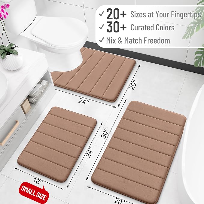 OLANLY Memory Foam Bath Mat 40x32, Super Soft Absorbent Bathroom Rugs, Quick Dry - Image 2