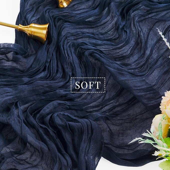 6 Pcs 10FT Navy Blue Cheesecloth Table Runner Gauze Fabric 35 x 120 Inches Long - Image 4