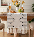 Boho Table Runner 13 x 90 Inch Long Natural Cotton Woven Runner by Caflife