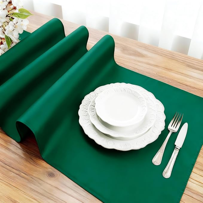 FOLINS&HOME Green Waterproof Decorative Table Runner 72 Inches Long | 210GSM - Image 3