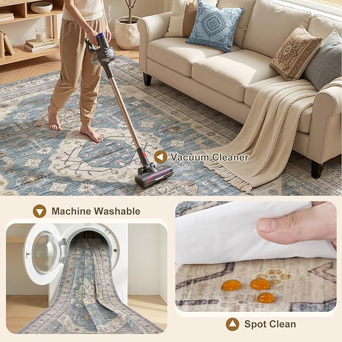 5x7 Washable Area Rug, Large Rugs - Image 3