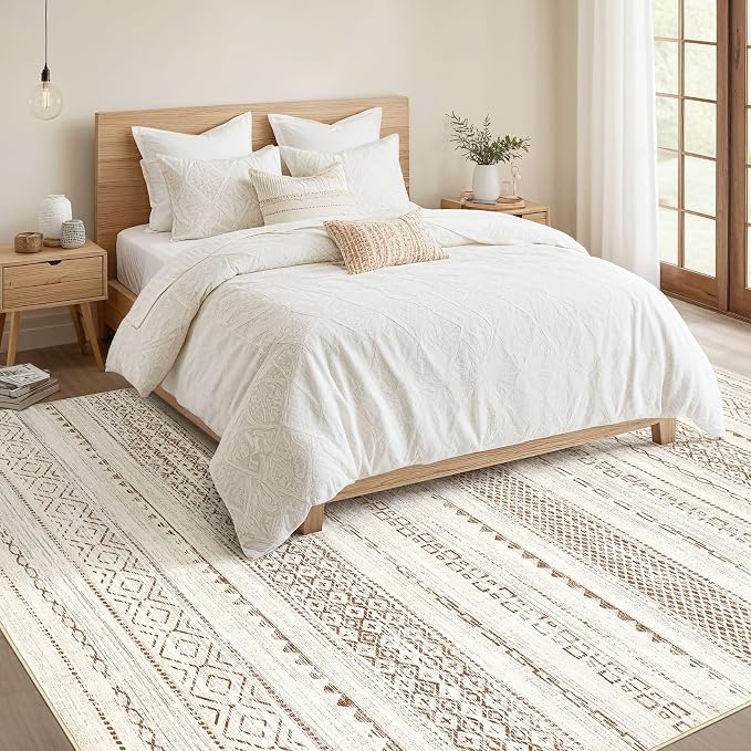 Nakagishi 7x10 Area Rug Living Room: Washable Boho Large Neutral Modern Soft - Image 5