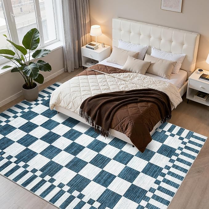 GarveeHome Blue and White Checkered Rug 6×9 Area Rugs - Image 10