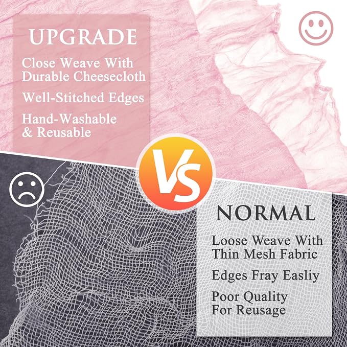 Cheesecloth Table Runner 10FT 6Pcs Blushing Pink Boho Gauze Runners | Cheese - Image 4
