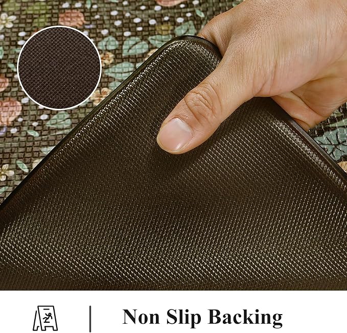 Collive Kitchen Mats for Floor, Cushioned Anti Fatigue Mat Black Floral Rugs - Image 4