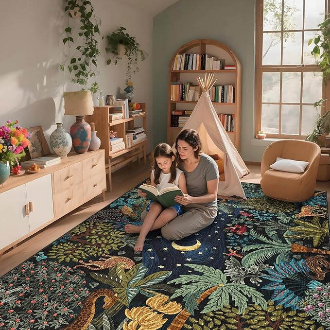 GarveeHome Area Rugs 8x10 for Living Room, Jungle Animal Large Washable Rug - Image 2