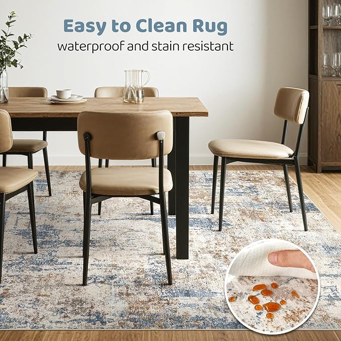 5x8 Area Rug Washable Rugs: Living Room Large Abstract Modern Soft Stain - Image 6