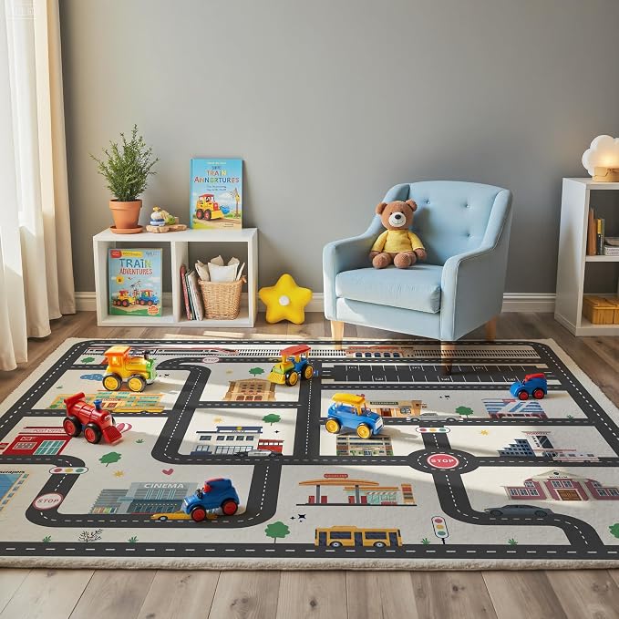 4x6ft Kids City Road Car Play Rug - Image 2