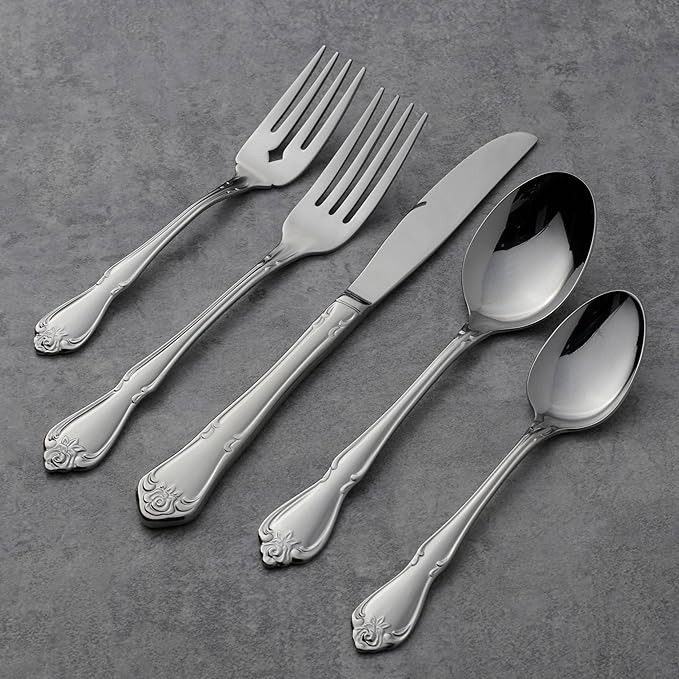 Oneida Silverware Set, True Rose Everyday Flatware Teaspoons Set, Service - Image 3