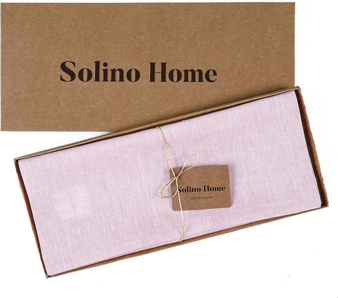 Solino Home 100% Pure Linen Dining Table Runner Pink, Athena 14 x 36 in | Table - Image 6