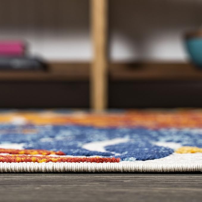 JONATHAN Y Tropics Palm Leaves Indoor Outdoor Area Rug 4X6 Cream/Orange - Image 12