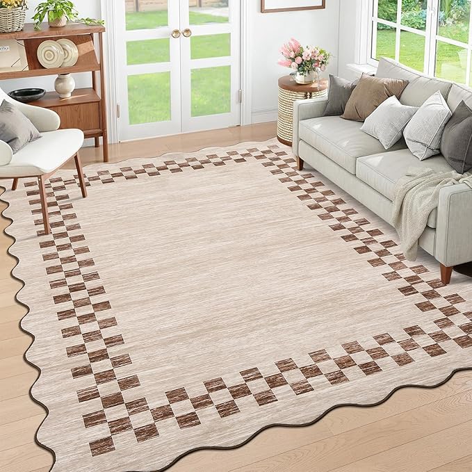 GarveeHome Washable Rug 5x7 for Living Room Large Bedroom Scalloped Rug Non by GarveeHome
