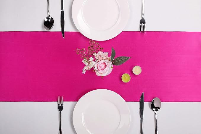 10-Pack Satin Table Runner Fuchsia 12 x 108 inches Long, Table Runners - Image 2
